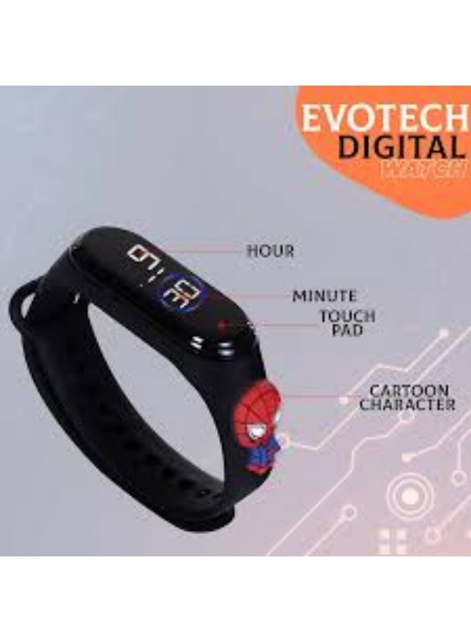 Digital Waterproof Stylish Wrist Smart Watch LED Band for Kids, Birthday Gift, Toys, Colorful Cartoon Character Super Hero for Boys & Girls Age 2 to 12 Years Multicolor (Black Spidar Man) - Image 4